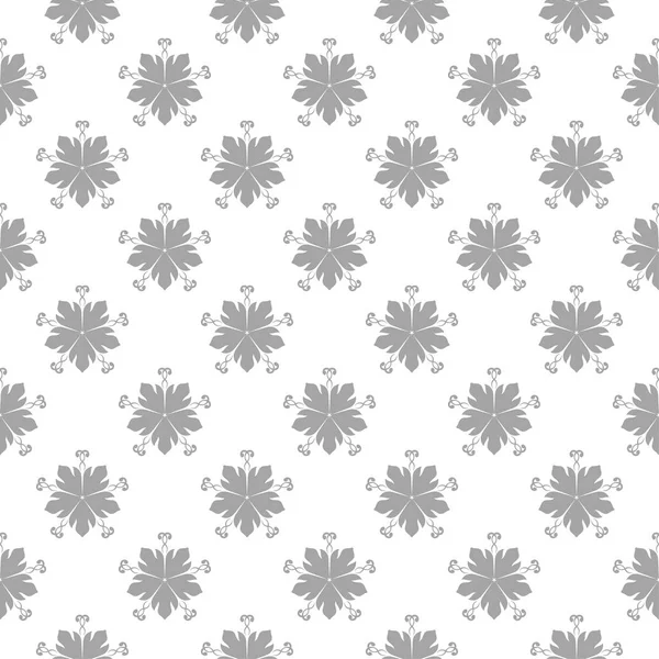 Diseño Ornamental Floral Gris Claro Sobre Blanco Patrón Sin Costuras — Vector de stock