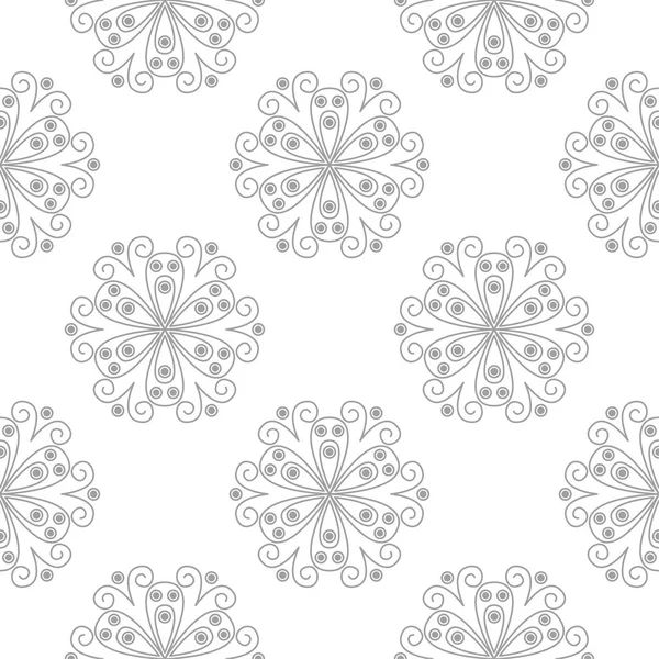 白色背景的浅灰色花卉设计 纺织品和墙纸无缝图案 — 图库矢量图片
