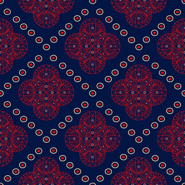 Fond Bleu Géométrique Sans Couture Motif Coloré Rouge Beige Pour — Image vectorielle
