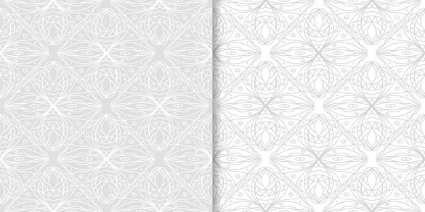 Ornamente Geometrice Gri Deschis Set Modele Fără Sudură Pentru Web — Vector de stoc