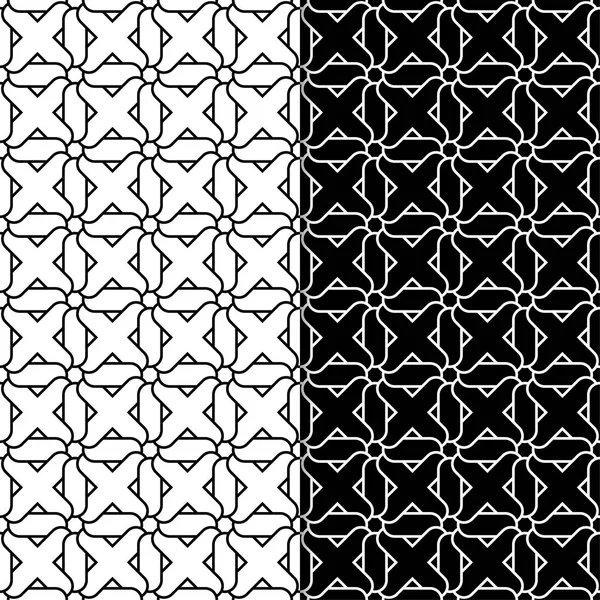 Ornements Géométriques Noirs Blancs Ensemble Motifs Sans Couture Pour Toile — Image vectorielle