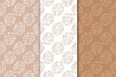 Kahverengi çiçek arka planlar. Tekstil ve duvar kağıtları için dikişsiz desen seti