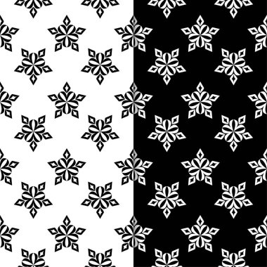 Siyah ve beyaz çiçek arka ayarlayın. Tekstil ve duvar kağıtları için dikişsiz desen