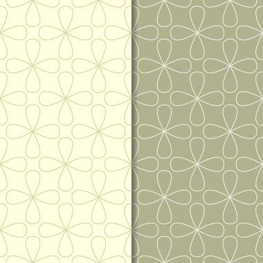 Zeytin yeşili geometrik süsler. Web, Tekstil ve duvar kağıtları için dikişsiz desen seti