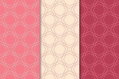 Kiraz kırmızısı geometrik süsler. Web, Tekstil ve duvar kağıtları için dikey Dikişsiz desen seti