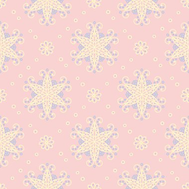 Pembe çiçek seamless modeli ile duvar kağıdı, Tekstil ve kumaş için ışık mavi ve sarı çiçek öğeleri