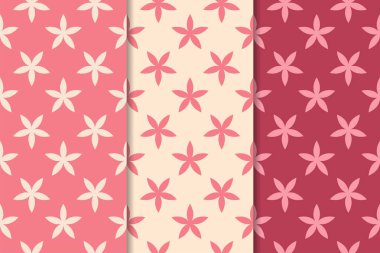 Kiraz kırmızı çiçek desenleri kümesi. Dikey Dikişsiz desen. Duvar kağıdı arka plan