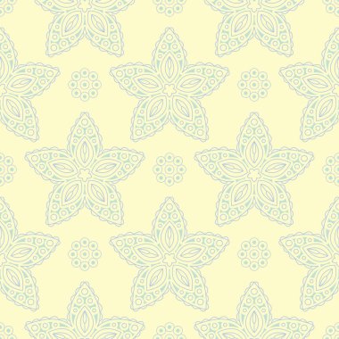 Bej renkli çiçek seamless modeli. Arka plan duvar kağıtları, Tekstil ve kumaş için mavi ve yeşil ışık çiçek öğeleri ile