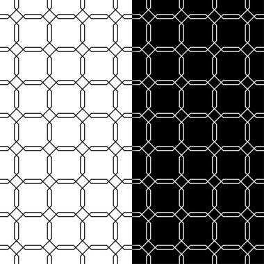 Siyah ve beyaz geometrik süsler. Web, Tekstil ve duvar kağıtları için dikişsiz desen seti