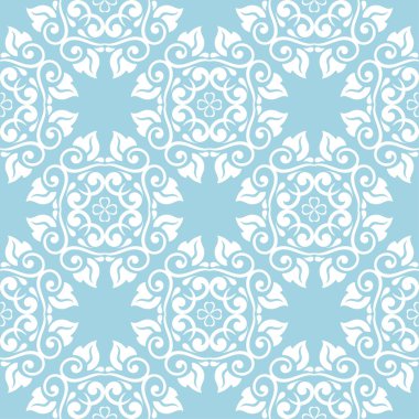 Mavi ve beyaz çiçek süsleme. Tekstil ve duvar kağıtları için seamless modeli