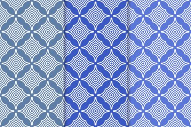 Geometrik süsler kümesi. Web, Tekstil ve duvar kağıtları için mavi dikey Dikişsiz desen