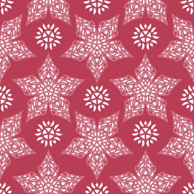 Kırmızı çiçek seamless modeli. Soluk kırmızı ve bej renkli arka plan duvar kağıtları, Tekstil ve kumaş için