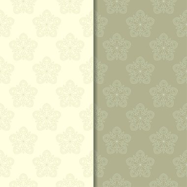 Zeytin yeşili çiçek arka planlar. Tekstil ve duvar kağıtları için dikişsiz desen seti