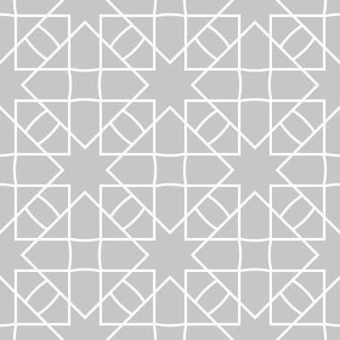 Gri ve beyaz geometrik tek renkli süs. Web, Tekstil ve duvar kağıtları için seamless modeli