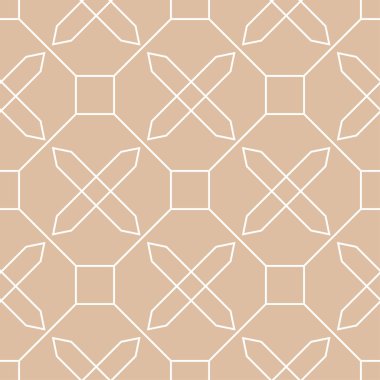 Bej ve beyaz geometrik süsleme. Web, Tekstil ve duvar kağıtları için seamless modeli