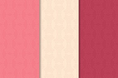 Kiraz kırmızı geometrik yazdırır. Web, Tekstil ve duvar kağıtları için dikey Dikişsiz desen seti