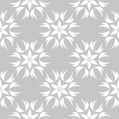 Gri ve beyaz çiçek süsleme. Tekstil ve duvar kağıtları için seamless modeli