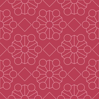 Kırmızı ve soluk pembe geometrik süsleme. Web, Tekstil ve duvar kağıtları için seamless modeli