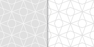 Işık gri geometrik süsler. Web, Tekstil ve duvar kağıtları için dikişsiz desen seti