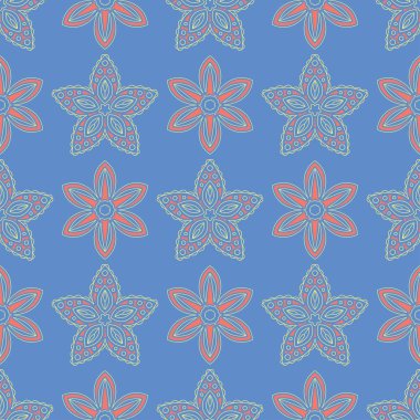 Çiçek mavi seamless modeli. Parlak arka plan duvar kağıtları, Tekstil ve kumaş için renkli çiçek öğeleri ile