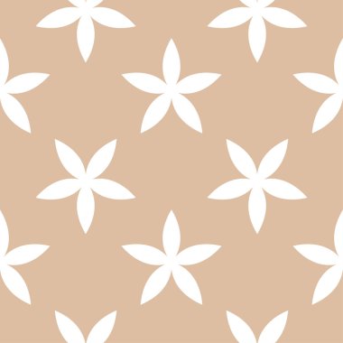 Bej renkli arka plan üzerinde beyaz çiçek süs tasarım. Tekstil ve duvar kağıtları için seamless modeli