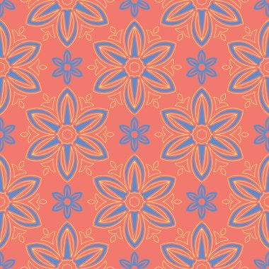 Çiçek kırmızı seamless modeli. Arka plan duvar kağıtları, Tekstil ve kumaş için sarı ve mavi çiçek öğeleri ile parlak renkli