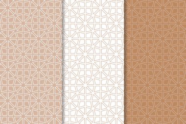 Web, Tekstil ve duvar kağıtları için dikişsiz desen kahverengi ve beyaz geometrik dizi