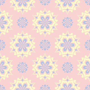 Çiçek sorunsuz arka plan. Duvar kağıtları, Tekstil ve kumaş için pembe, mavi ve sarı çiçek deseni