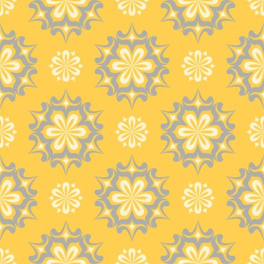 Sorunsuz çiçek desenli. Parlak sarı arka plan duvar kağıtları, Tekstil ve kumaş için çiçek tasarımları ile