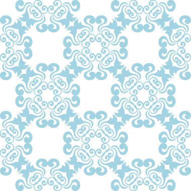 Beyaz zemin üzerine mavi çiçek seamless modeli. Tekstil ve duvar kağıtları için sorunsuz tasarım