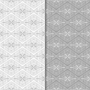 Geometrik süsler kümesi. Gri ve beyaz Dikişsiz desen web, Tekstil ve duvar kağıtları için