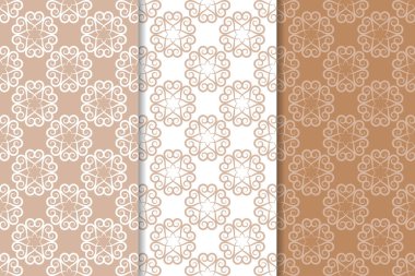 Kahverengi çiçek arka planlar. Tekstil ve duvar kağıtları için dikişsiz desen seti