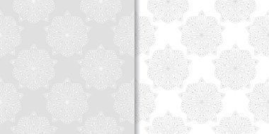 Işık gri çiçek süs tasarımlar. Tekstil ve duvar kağıtları için dikişsiz desen seti
