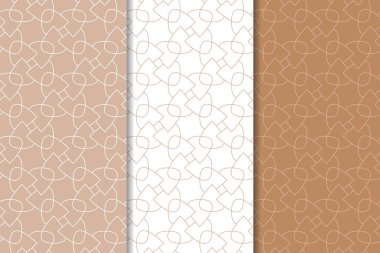 Web, Tekstil ve duvar kağıtları için geometrik Dikişsiz desen kahverengi ve beyaz set
