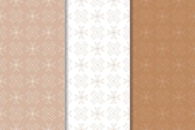 Web, Tekstil ve duvar kağıtları için geometrik Dikişsiz desen kahverengi ve beyaz set