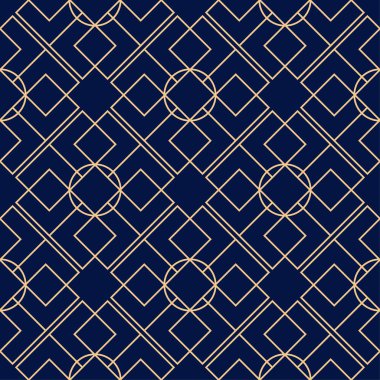 Mavi zemin üzerine altın geometrik süsleme. Web, Tekstil ve duvar kağıtları için seamless modeli