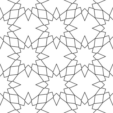 Geometrik süsleme. Beyaz ve siyah seamless modeli web, Tekstil ve duvar kağıtları için