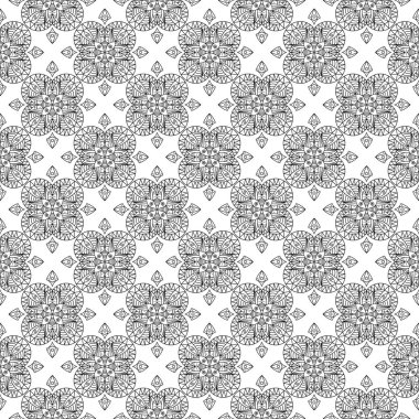 Beyaz arka planda siyah geometrik tasarım. Web, Tekstil ve duvar kağıtları için seamless modeli