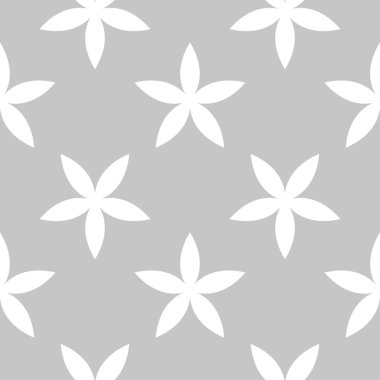 Gri arka plan üzerinde beyaz çiçek tasarım. Tekstil ve duvar kağıtları için seamless modeli