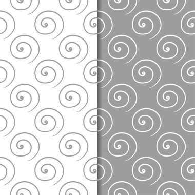 Gri ve beyaz geometrik parmak izi. Web, Tekstil ve duvar kağıtları için dikişsiz desen seti