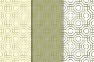 Zeytin yeşili ve web, Tekstil ve duvar kağıtları için geometrik Dikişsiz desen beyaz set
