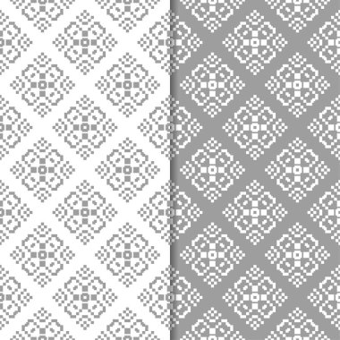 Beyaz ve gri çiçek arka planlar. Tekstil ve duvar kağıtları için dikişsiz desen seti