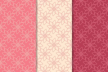 Kiraz kırmızısı geometrik süsler. Web, Tekstil ve duvar kağıtları için dikey Dikişsiz desen seti