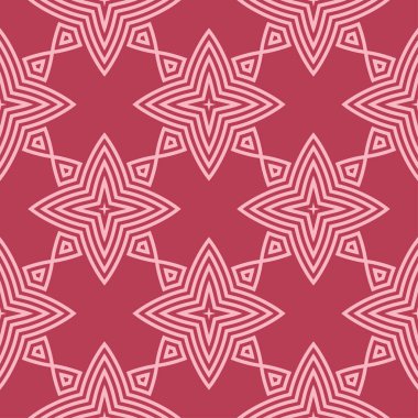 Kırmızı ve soluk pembe geometrik süsleme. Web, Tekstil ve duvar kağıtları için seamless modeli