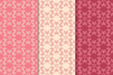 Kiraz kırmızı çiçekli süsler. Dikey Dikişsiz desen seti. Duvar kağıdı arka plan