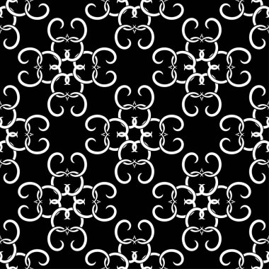 Tekstil, kumaş veya duvar kağıtları için soyut seamless modeli. Siyah ve beyaz arka plan