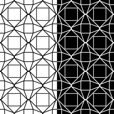 Web, Tekstil ve duvar kağıtları için dikişsiz desen siyah ve beyaz geometrik ayarla