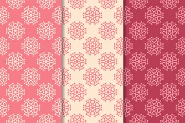 Kiraz kırmızı çiçekli süsler. Dikey Dikişsiz desen seti. Duvar kağıdı arka plan