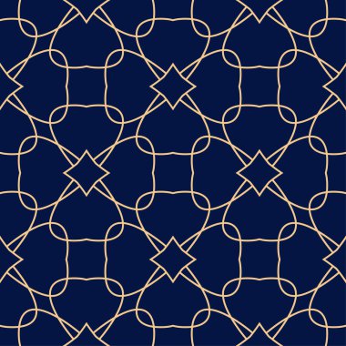 Altın mavi geometrik süsleme. Web, Tekstil ve duvar kağıtları için seamless modeli