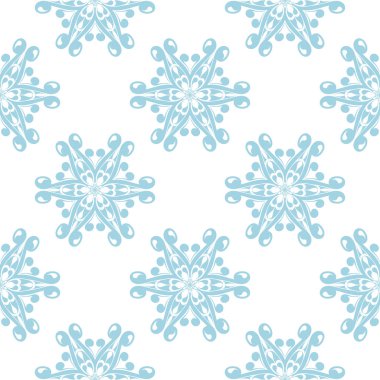 Beyaz zemin üzerine mavi çiçek süsleme. Tekstil ve duvar kağıtları için seamless modeli